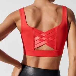 Carbon38 Basket Weave X-Back Sports Bra, Red
